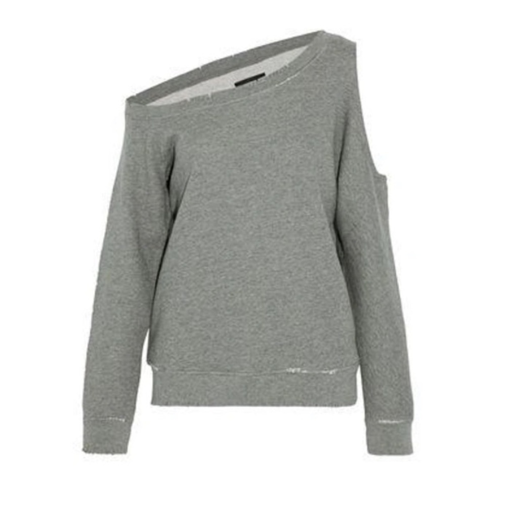 RtA, one-shoulder cutout cotton-blend terry sweater. XS.